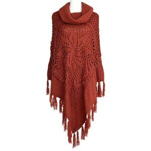 Do Everything in Love Anthropologie Cowl Neck Crochet Sequin Knit Poncho (OS)